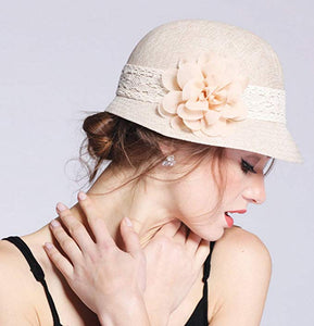 Epoch Women's Gatsby Hat With Lace Band and Flower